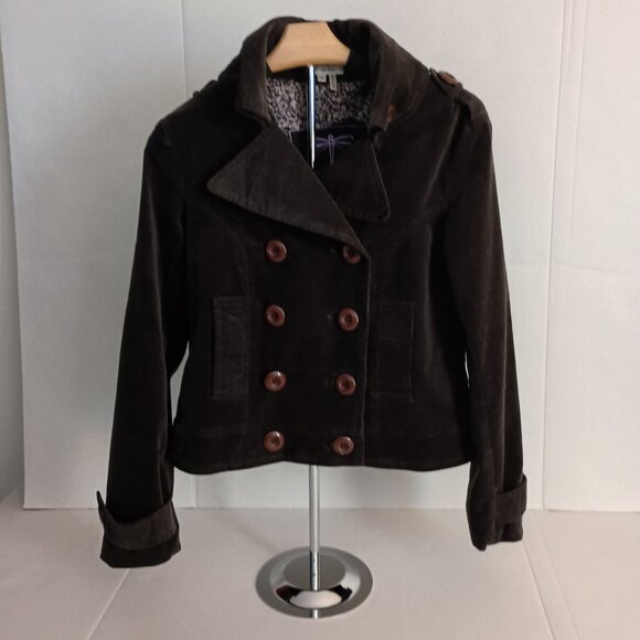 Tyler Boe Brown Corduroy Double Breasted Cropped Lined Jacket Women’s Size 8 - Picture 16 of 16